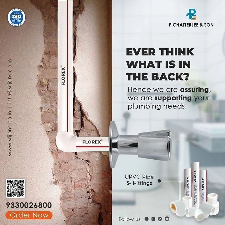Plumbers creative ad: Torn wall reveals pipes behind tap