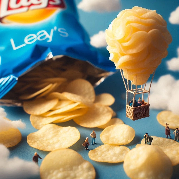 Snacks & Namkeen Brands creative ad: Chip hot-air balloon miniature world