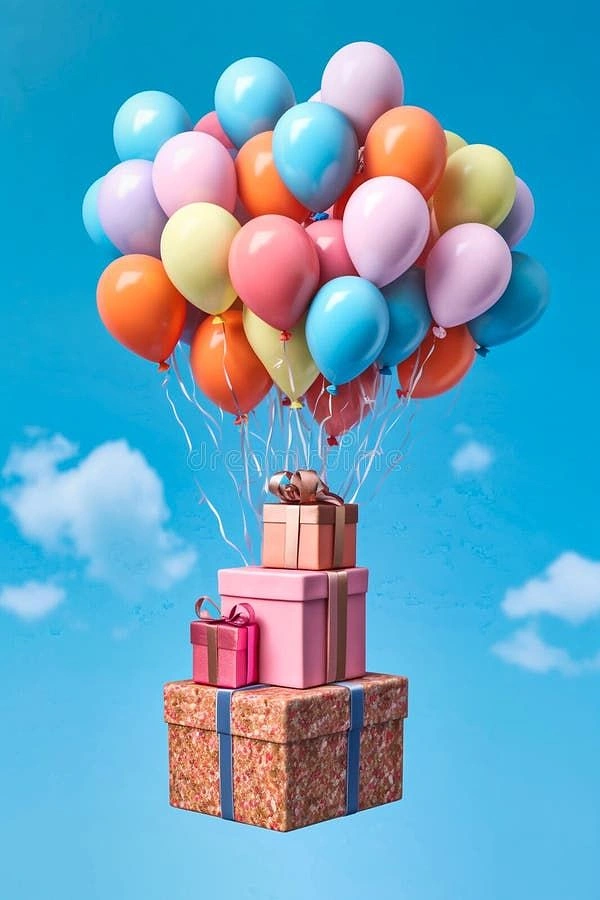 Balloon & Party Decorators creative ad: Balloons lifting gifts creates clear metaphor