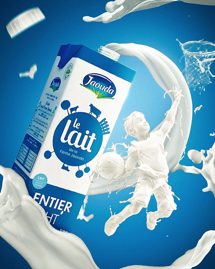 Dairy Brands creative ad: Milk splash sculpts footballer