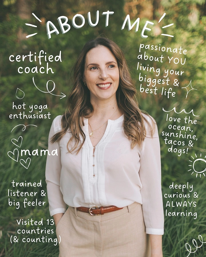 Life & Business Coaches creative ad: Handwritten personality map around coach portrait