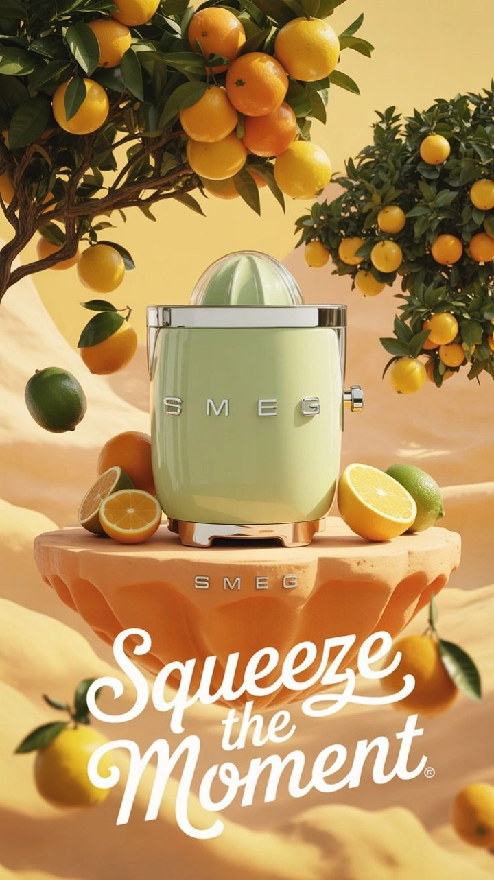 Home Appliances creative ad: Juicer in orange grove, 'Squeeze the Moment'