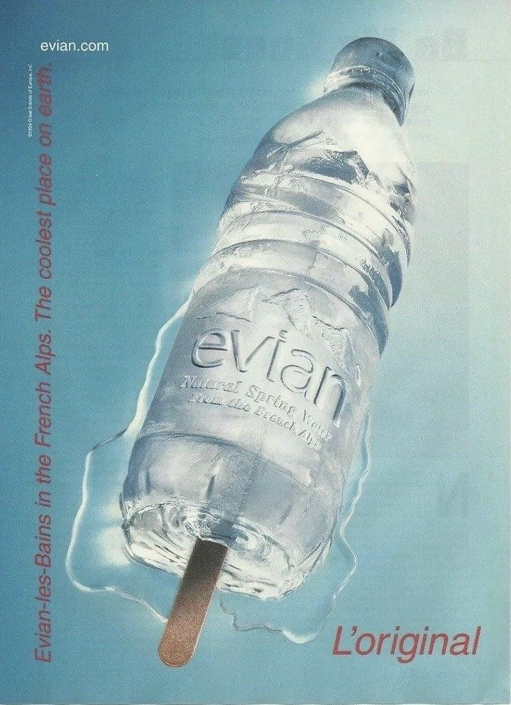 Packaged Drinking Water creative ad: Bottle transformed into frozen popsicle