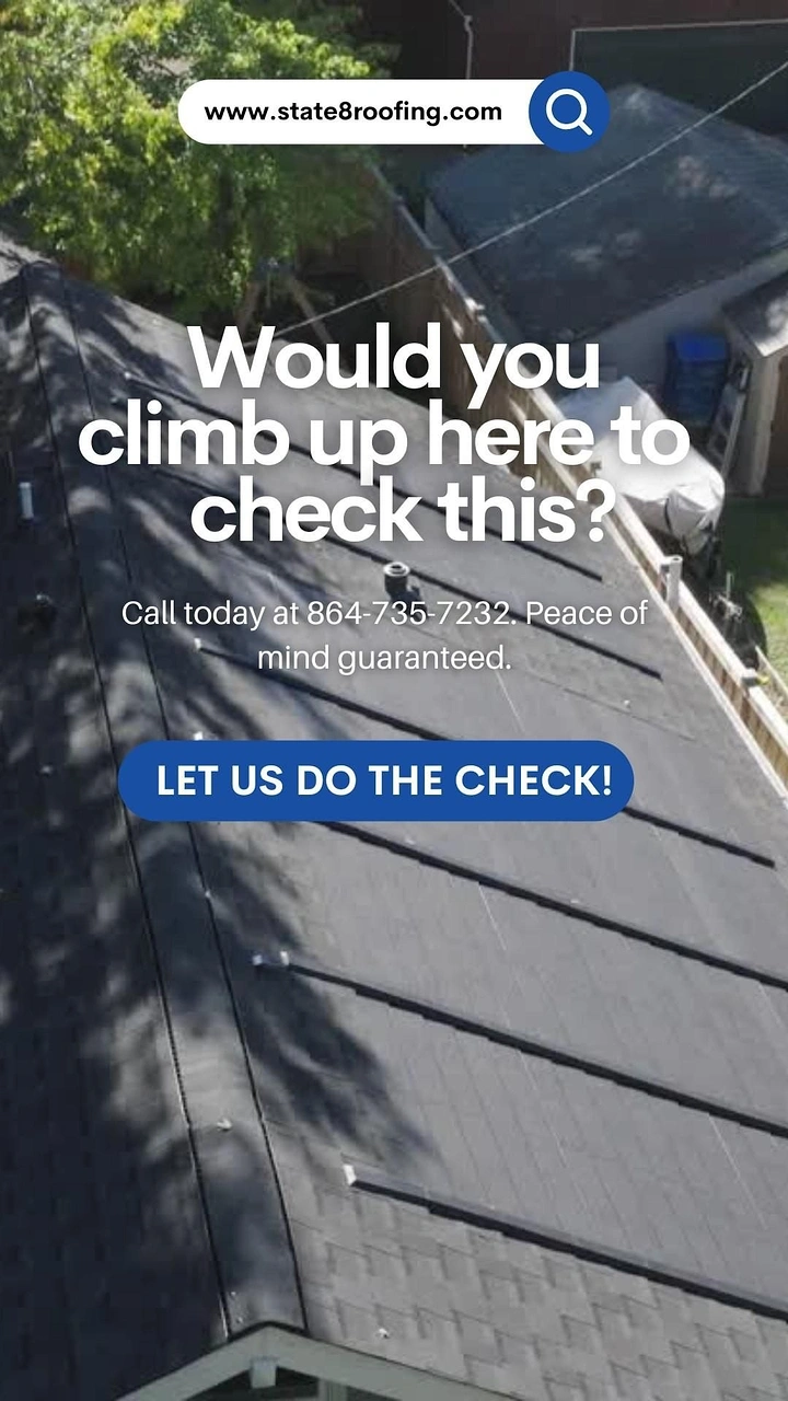 Roofing creative ad: Dizzying roof POV with 'would you climb' copy