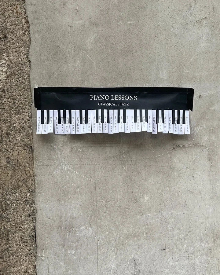 Education creative ad: Tear-off flyer shaped like piano keys