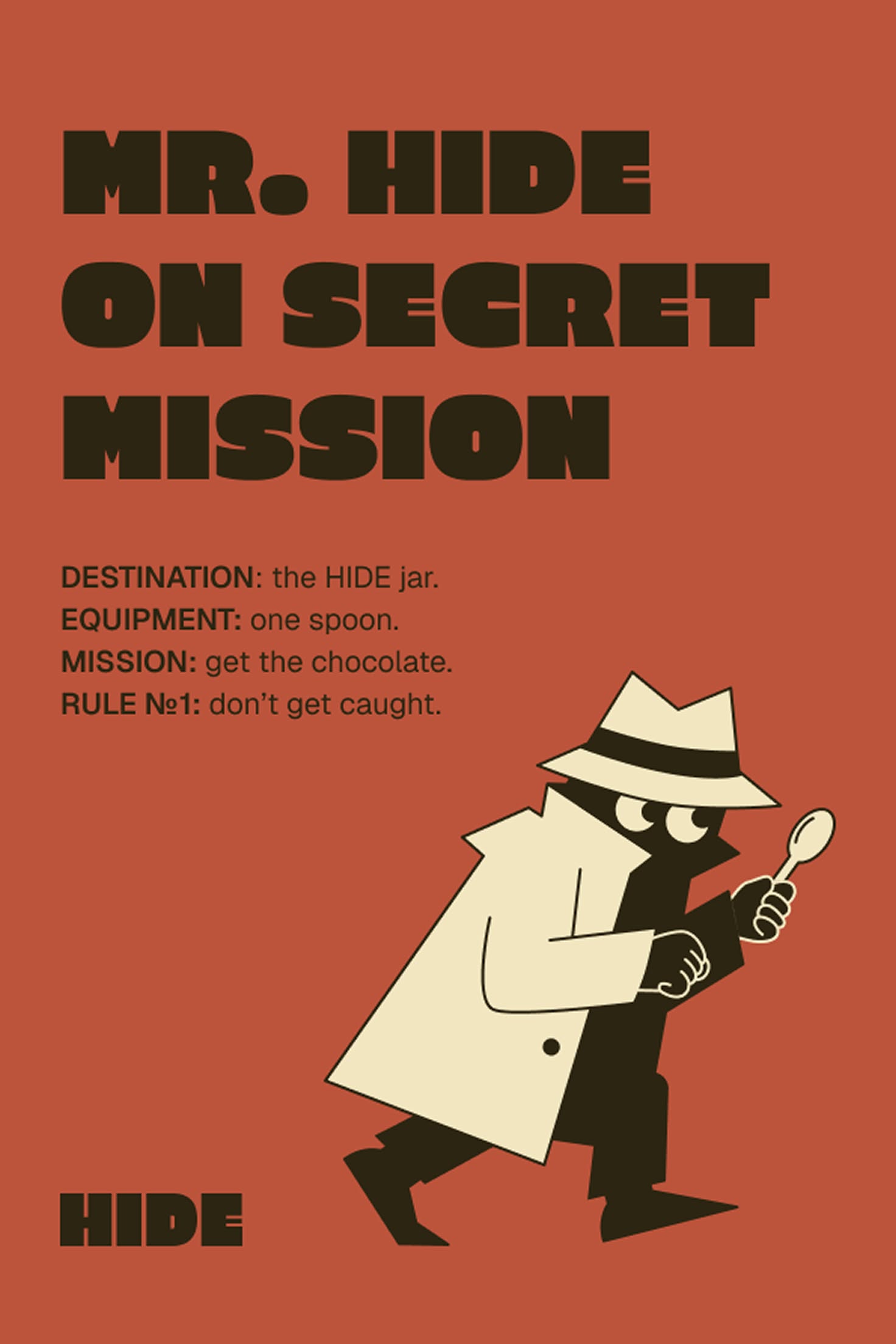 Story: Spy-mission poster with strong illustration
