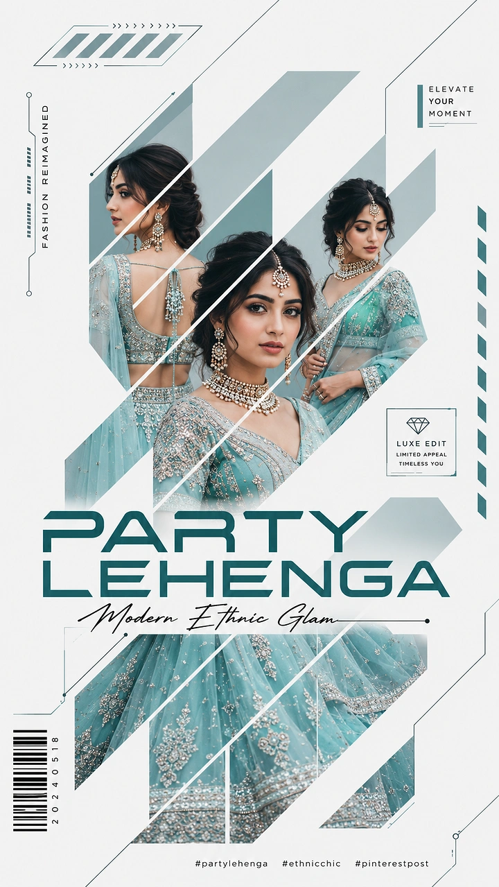 Bridal Wear & Wedding Dresses creative ad: Geometric bridal fashion editorial composition