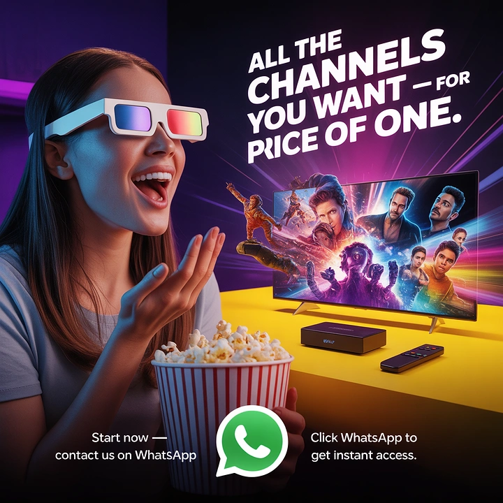 Streaming, OTT & TV Channels creative ad: Immersive VR metaphor for entertainment breadth