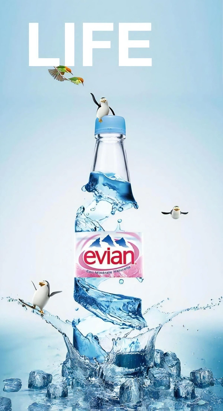 Packaged Drinking Water creative ad: Bottle becomes fountain of life
