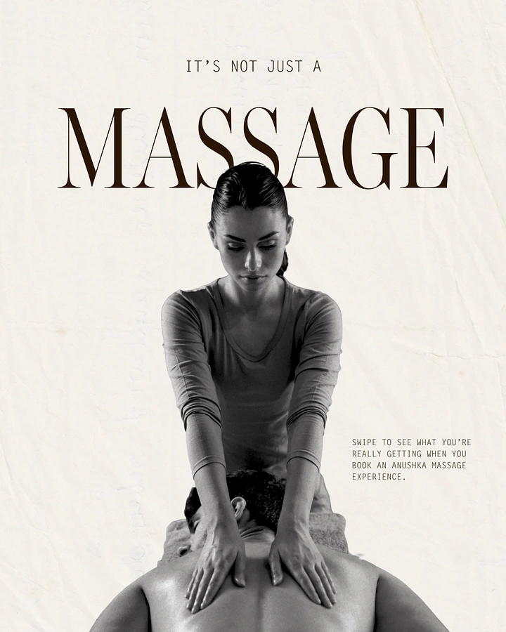 Spa & Massage creative ad: Figure overlapping bold headline, editorial craft
