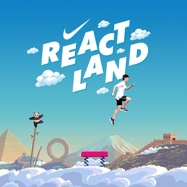 Fitness Equipment Stores creative ad: Playful illustrated treadmill game world