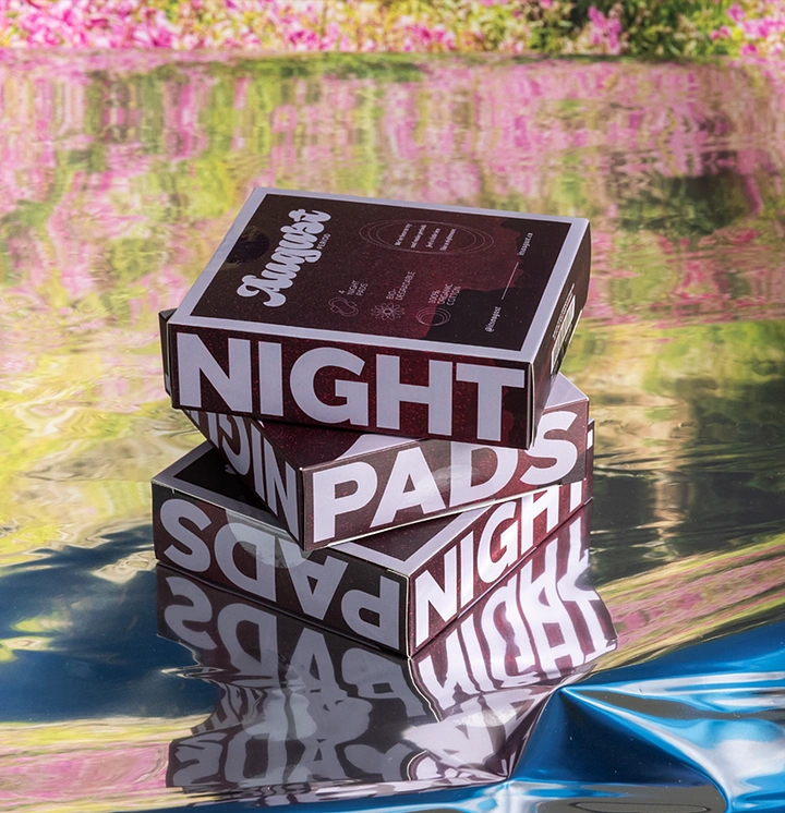 Period Care & Feminine Hygiene creative ad: Reflective stack makes night pads memorable