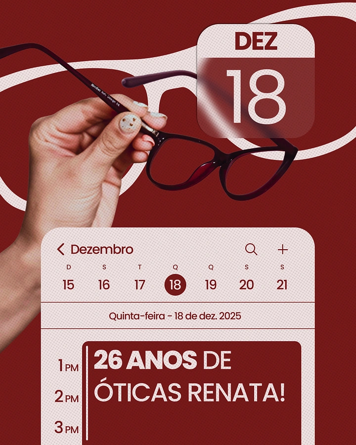 Opticians & Eye Care creative ad: Calendar app UI as anniversary poster
