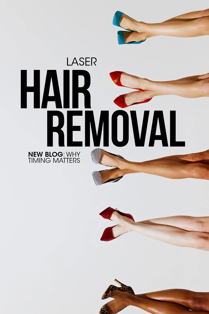 Skin & Cosmetic Clinics creative ad: Rows of legs in heels, bold type