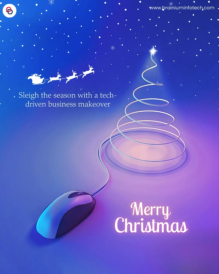 Christmas creative ad: Mouse cable coiled into a glowing Christmas tree