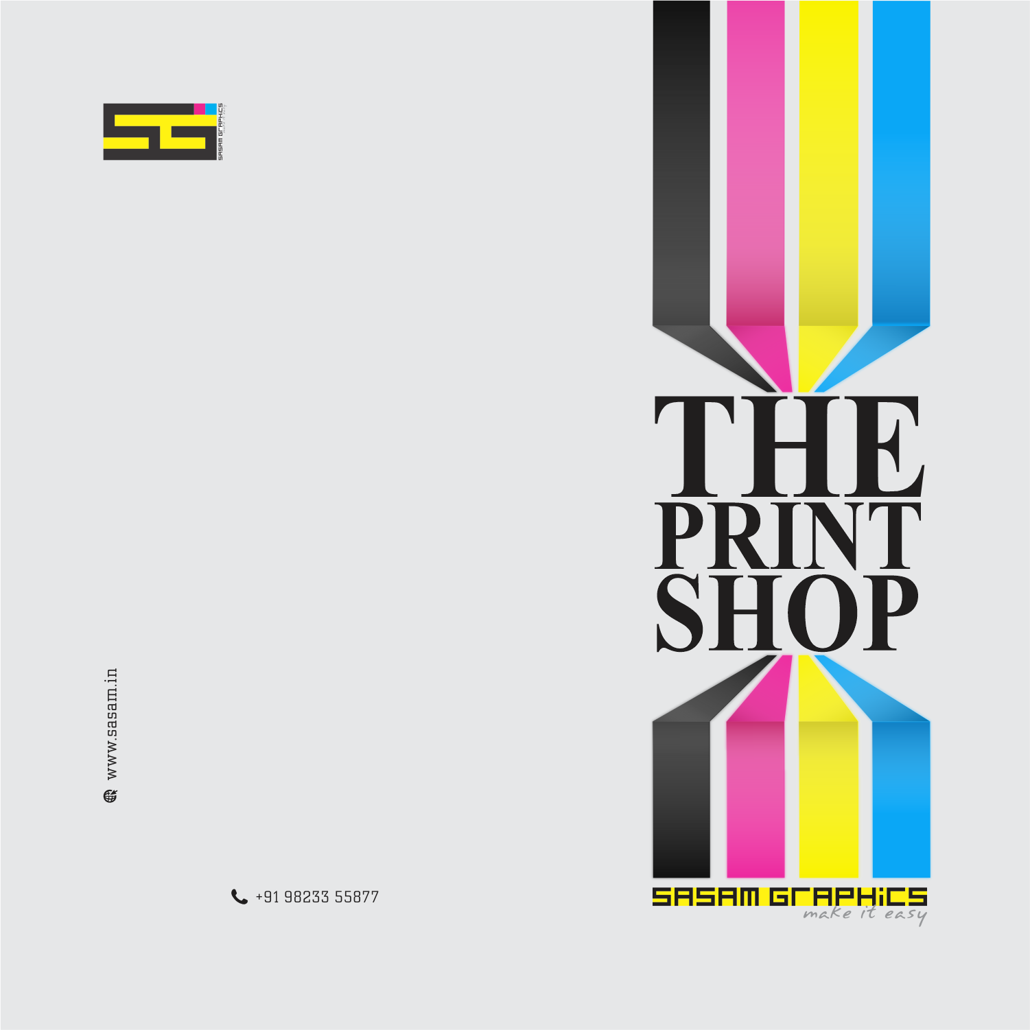 Instagram post: CMYK ink stripes frame bold wordmark