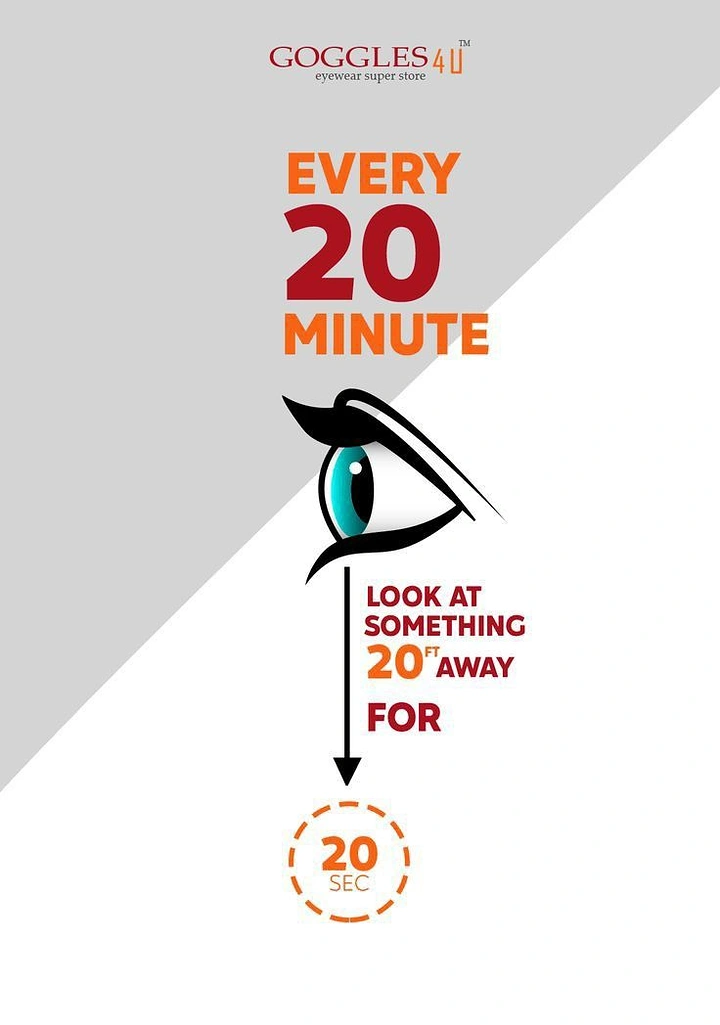 Opticians & Eye Care creative ad: 20-20-20 rule with a stylised eye graphic