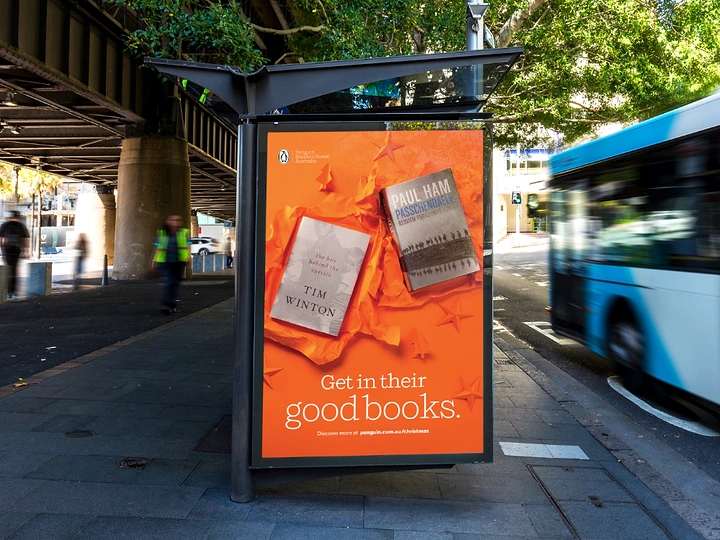 Bookstores creative ad: 'Get in their good books' pun poster