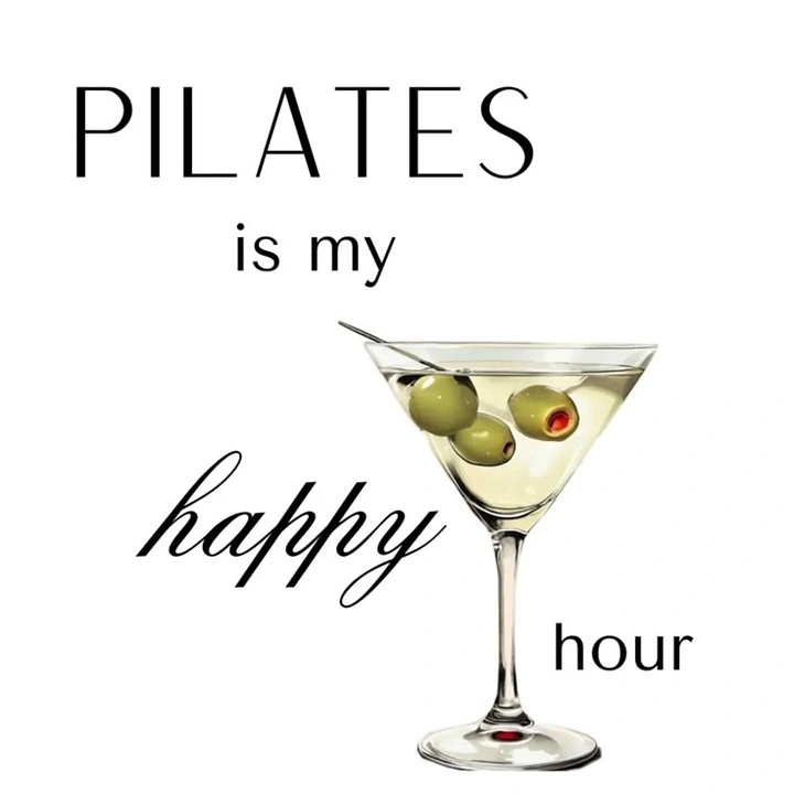 Pilates Studios creative ad: Martini happy-hour pun fits Pilates promotion