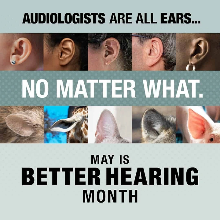 Hearing Aids creative ad: 'All ears' pun with animal ears grid