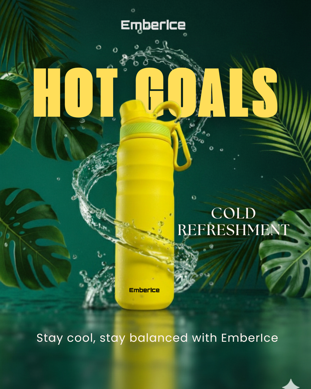 Instagram post: Witty hot-goals cold-refreshment concept