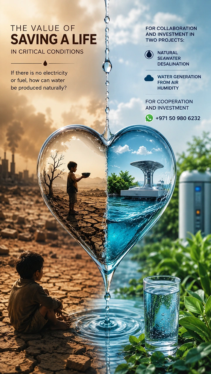 Water Purifiers creative ad: Split heart: drought versus purified water