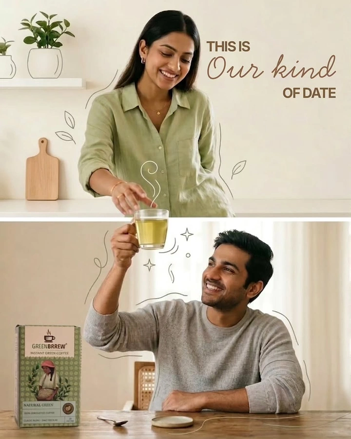 Tea & Chai Brands creative ad: Split-frame tea handoff 'our kind of date'