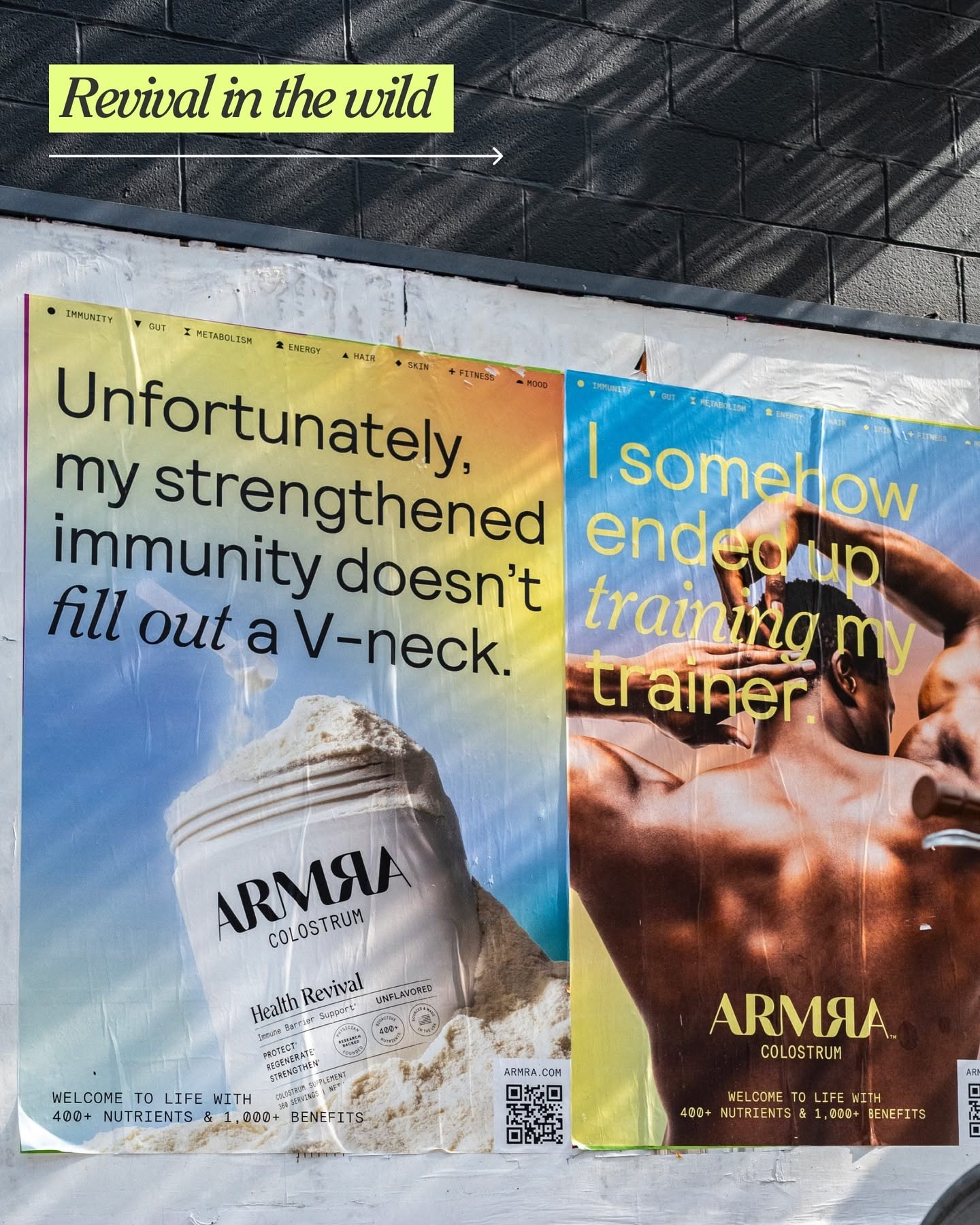 Instagram post: Wheatpasted gradient posters on a street wall