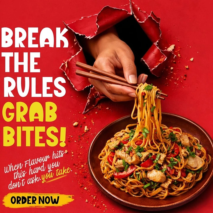 Instant Noodles & Pasta Brands creative ad: Torn-paper metaphor breaks product rules