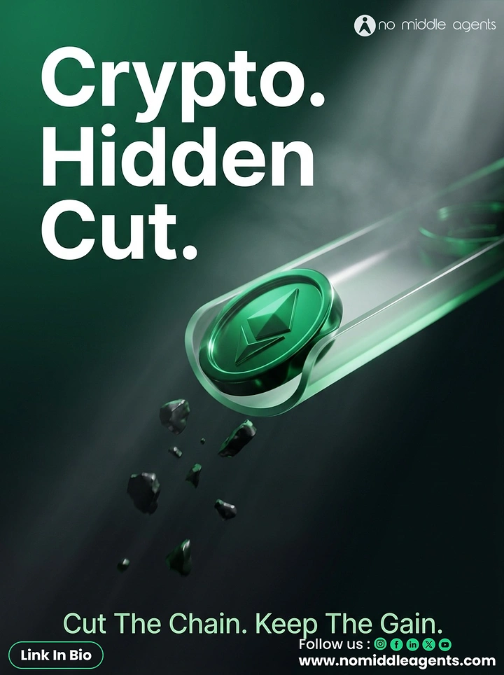 Stock Brokers & Investing creative ad: Green crypto coin sliding out of a glass tube