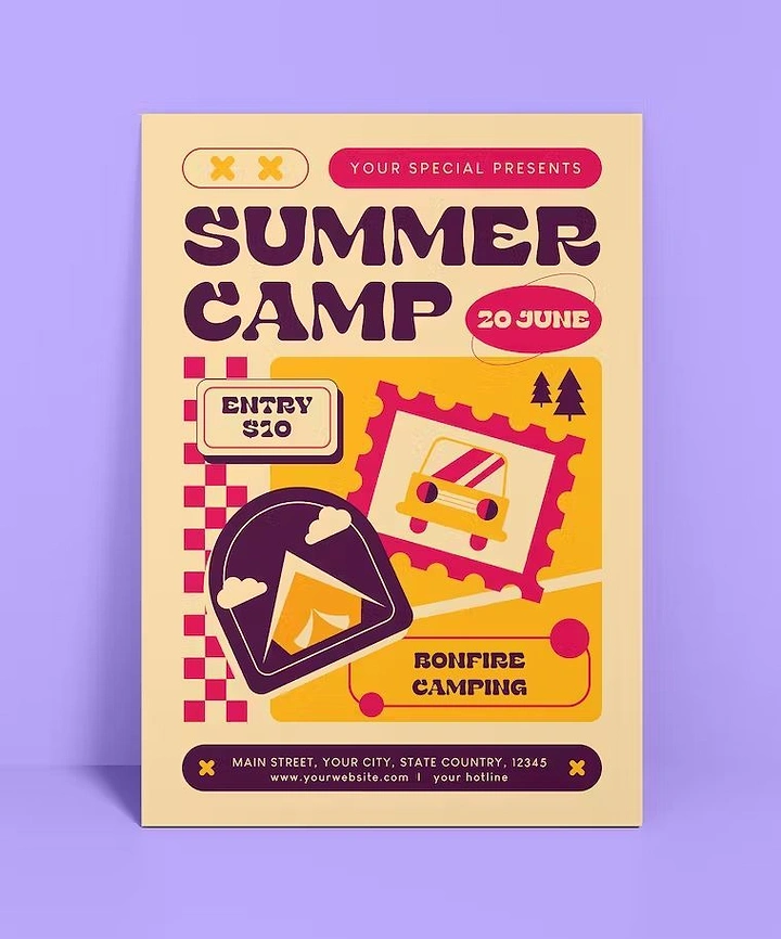 Summer Camps & Kids Activities creative ad: Camp offer transformed into ticket design