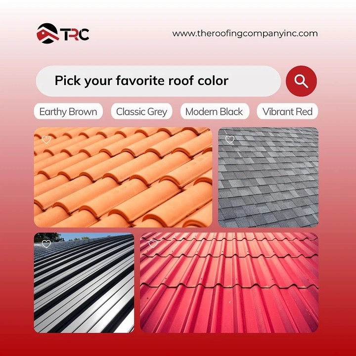 Roofing creative ad: Search bar UI with filter chips for roof colours