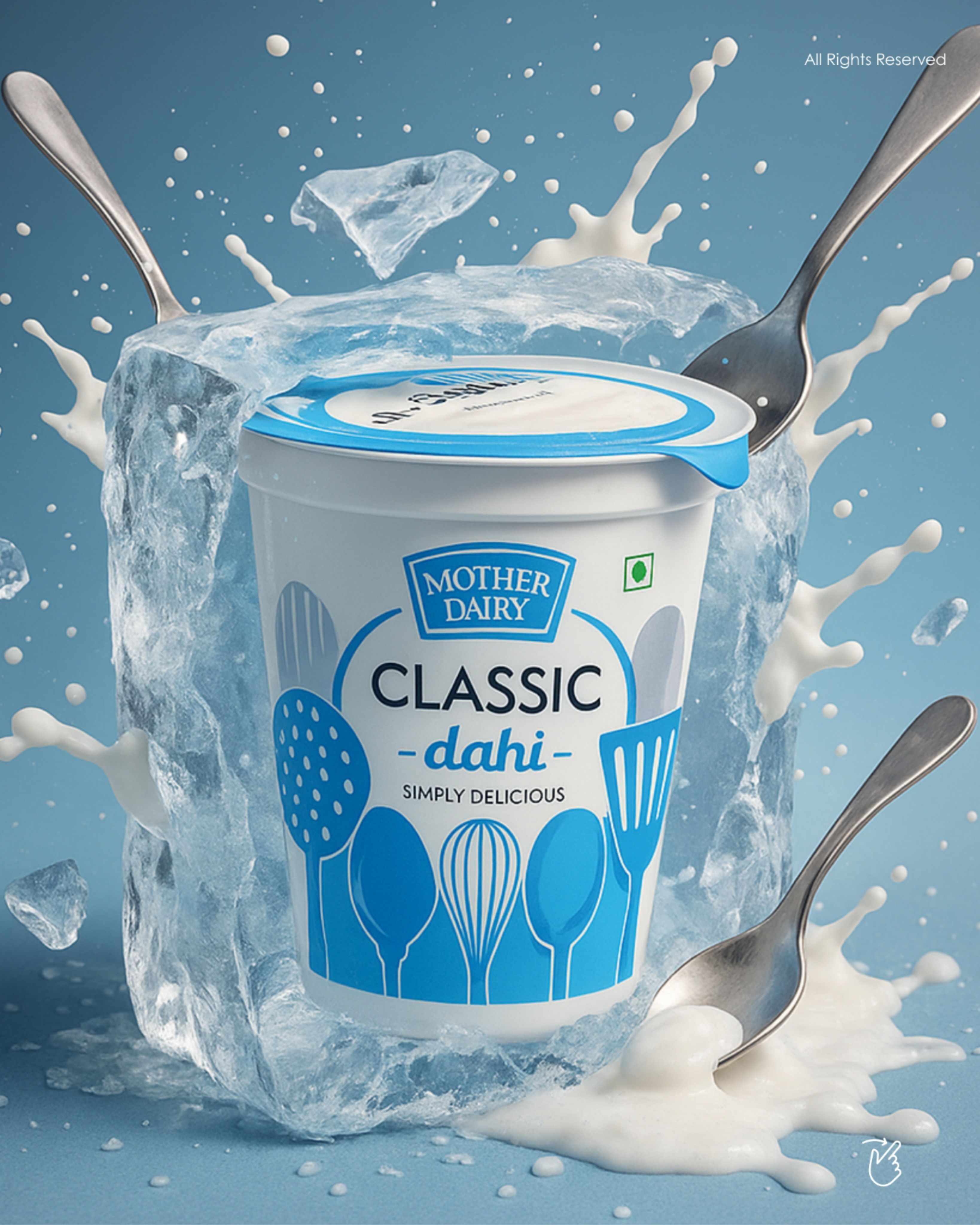 Instagram post: Dahi cup frozen in ice block
