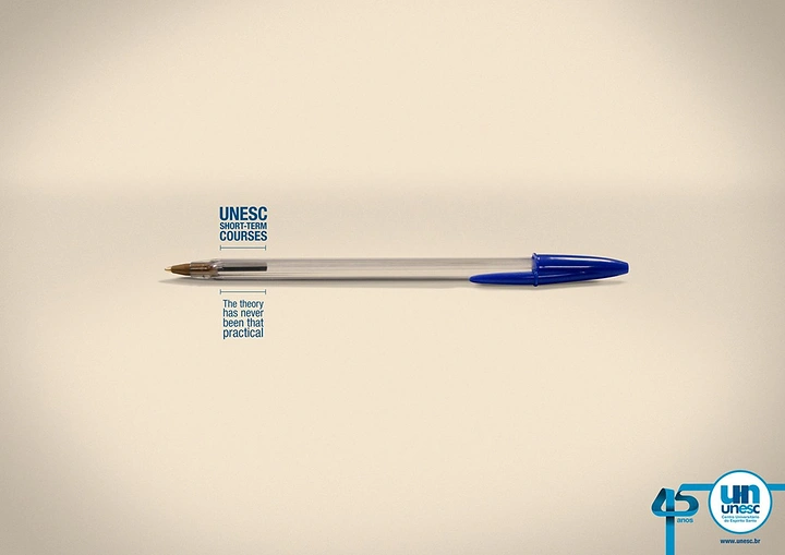 Universities & Colleges creative ad: Pen and blank space create sharp course metaphor