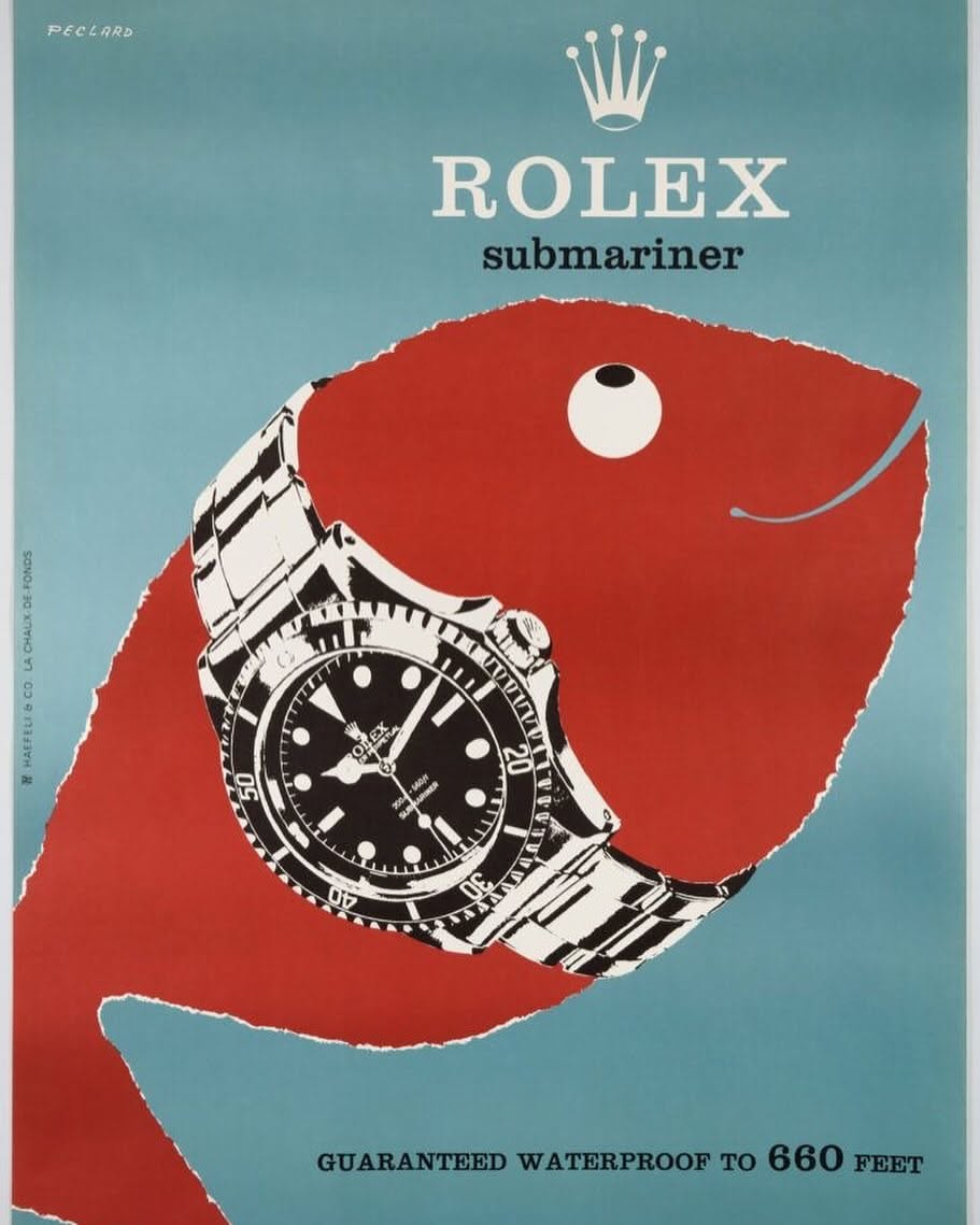 Poster: A giant red fish wearing a dive watch around its body