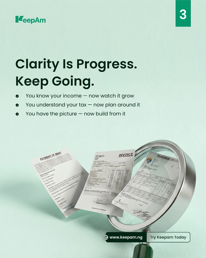 Accountants & Tax Services creative ad: Magnifying glass over floating invoice, rent and purchase-order papers