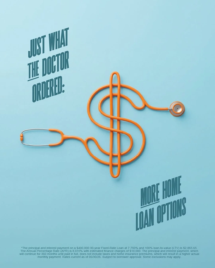 Finance & Banking creative ad: Orange stethoscope bent into a dollar sign