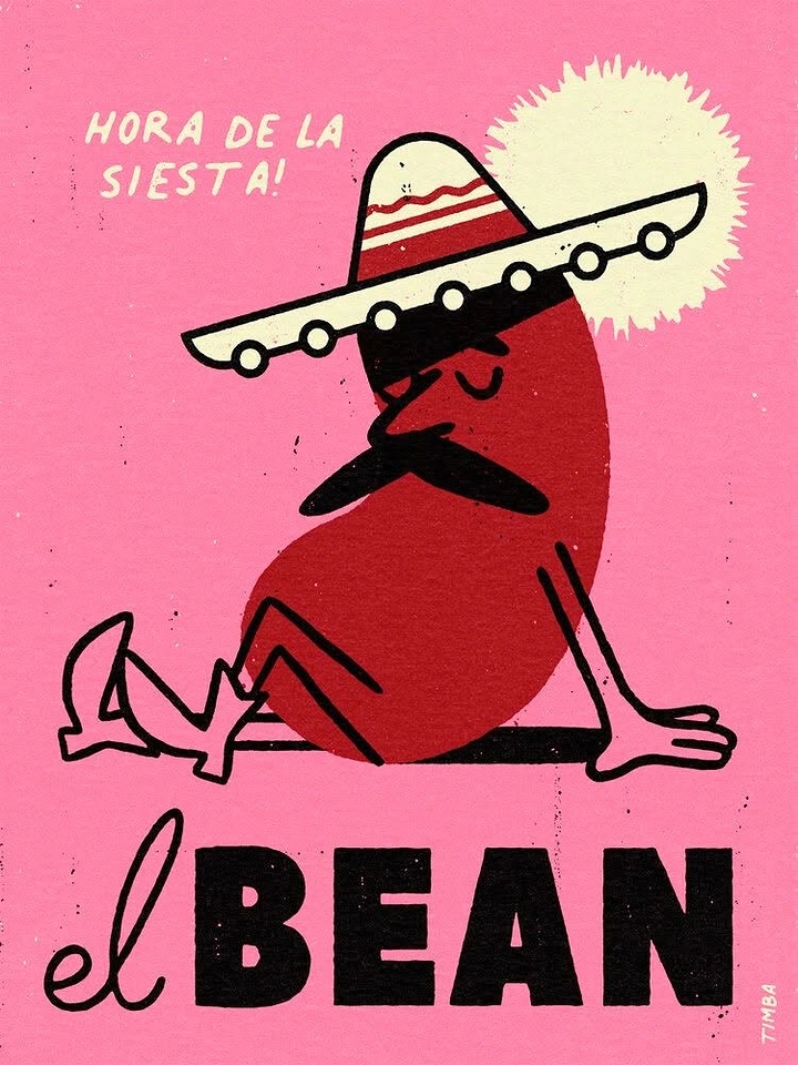 Mexican Restaurants creative ad: Bean character and siesta pun