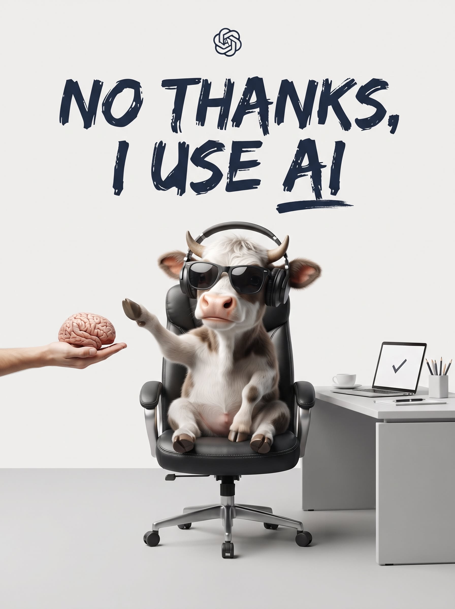 Instagram post: Cool cow tossing brain: AI humor