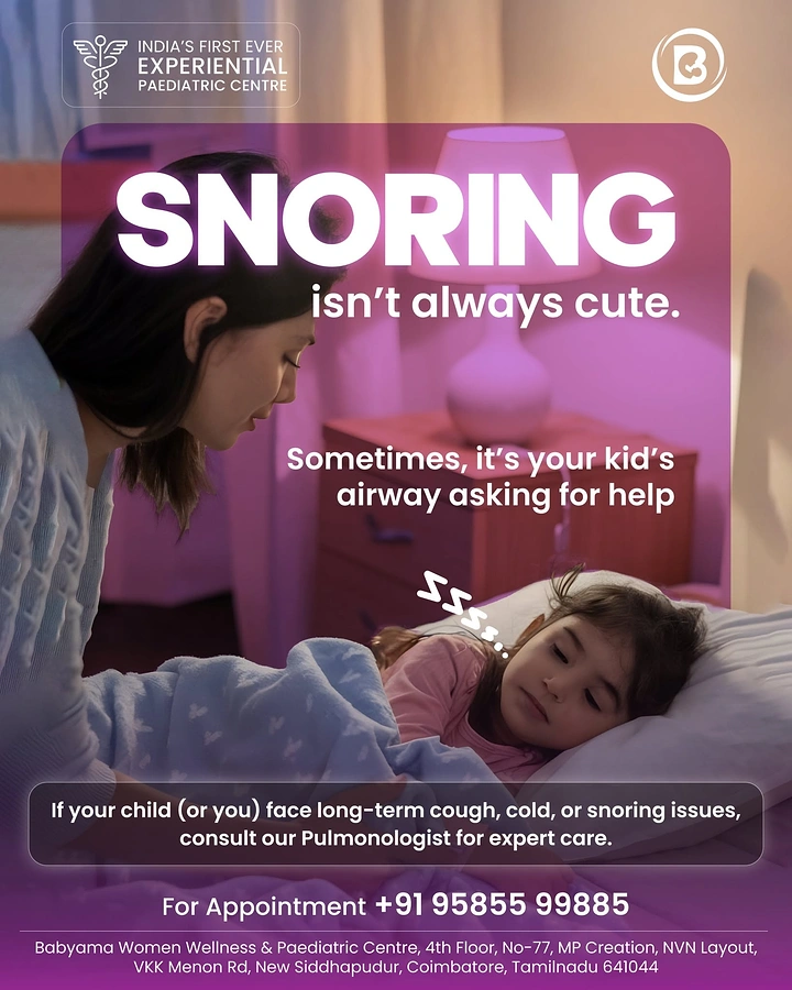Pediatricians & Children's Clinics creative ad: Snoring framed as an airway plea