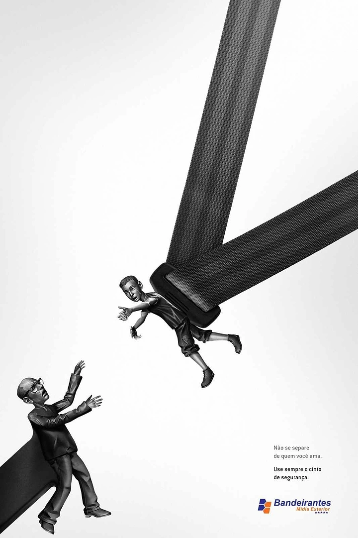 Creative ad: Seatbelt buckle pulling a child away from a reaching father