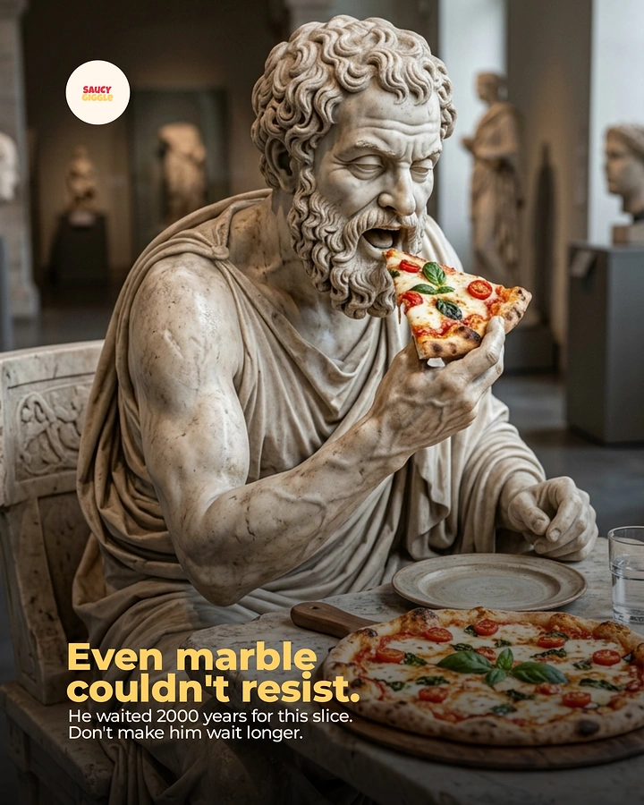 Italian Restaurants creative ad: Statue resists pizza through witty copy