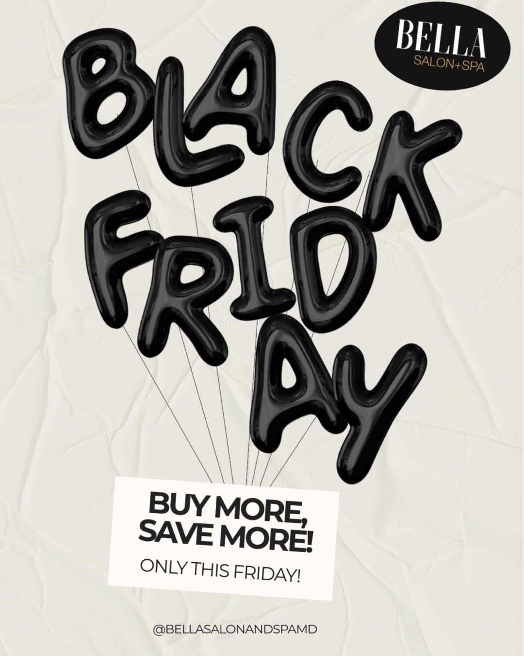 Glossy black balloon letters spelling Black Friday