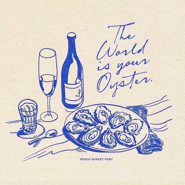 Instagram post: Memorable oyster pun with elegant illustration