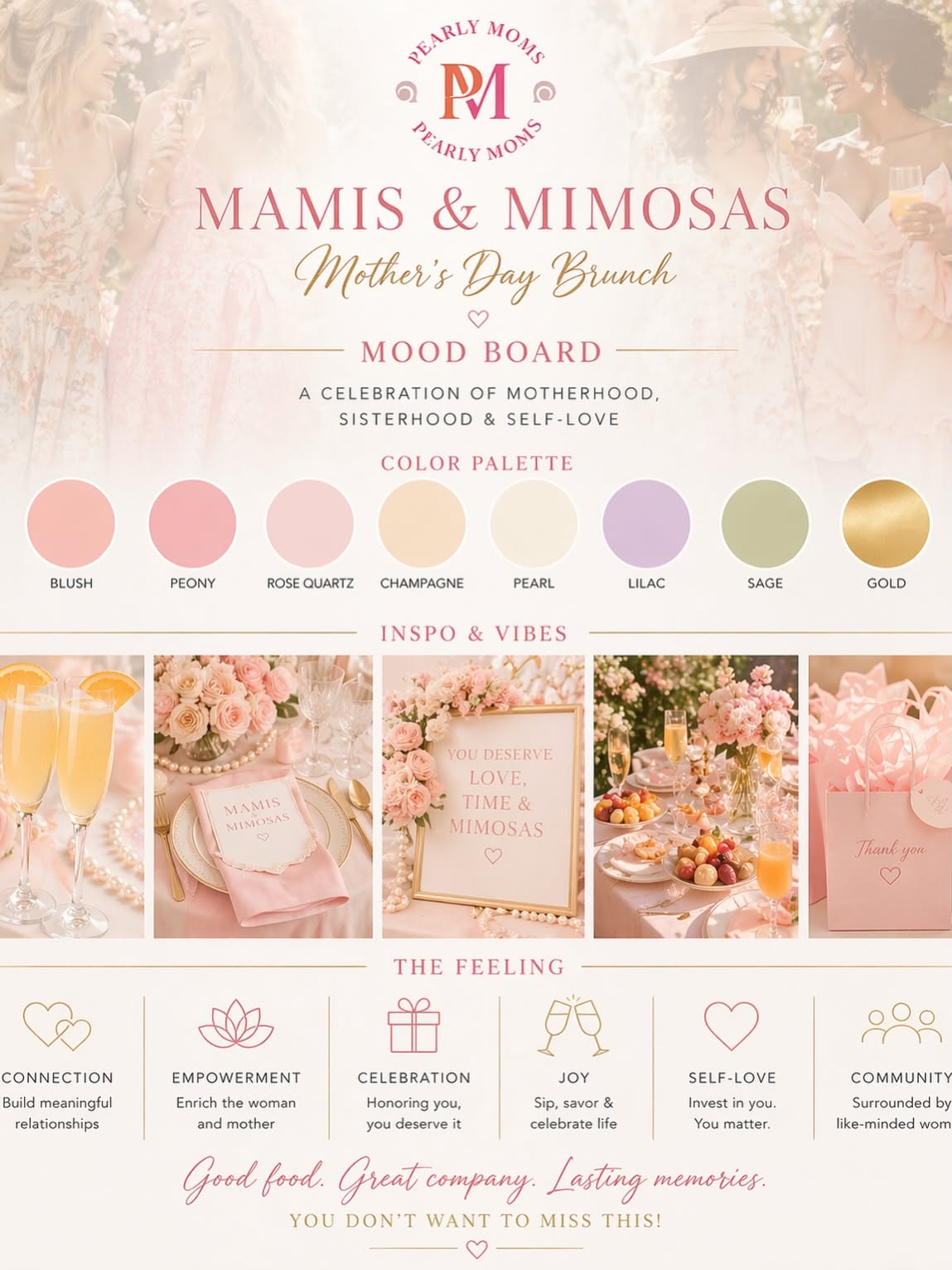Mother's Day Carousel: Mimosa flutes framed by peonies and pearls, slide 3