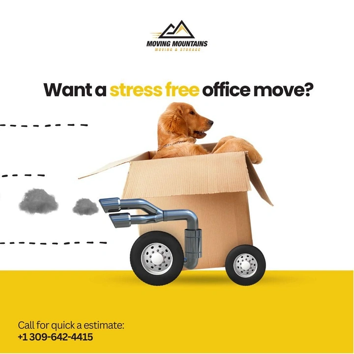 Movers & Packers creative ad: Dog in cardboard box turned into car