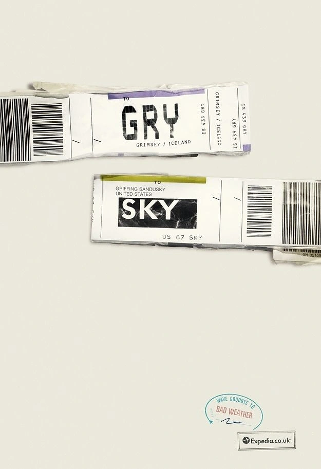 Airlines creative ad: Tickets form memorable grey-sky wordplay