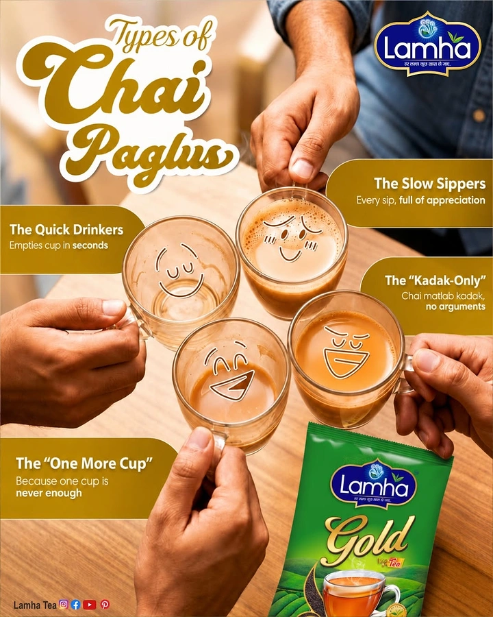 Tea & Chai Brands creative ad: Cups with faces as chai personality types