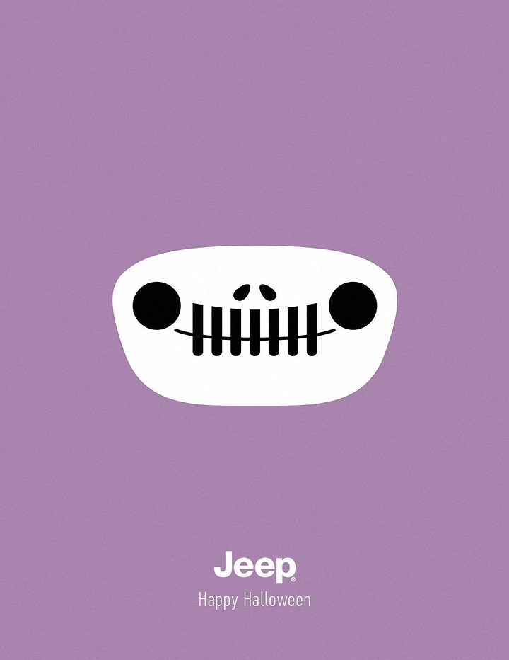 Halloween creative ad: Iconic seven-slot car grille drawn as a grinning skull