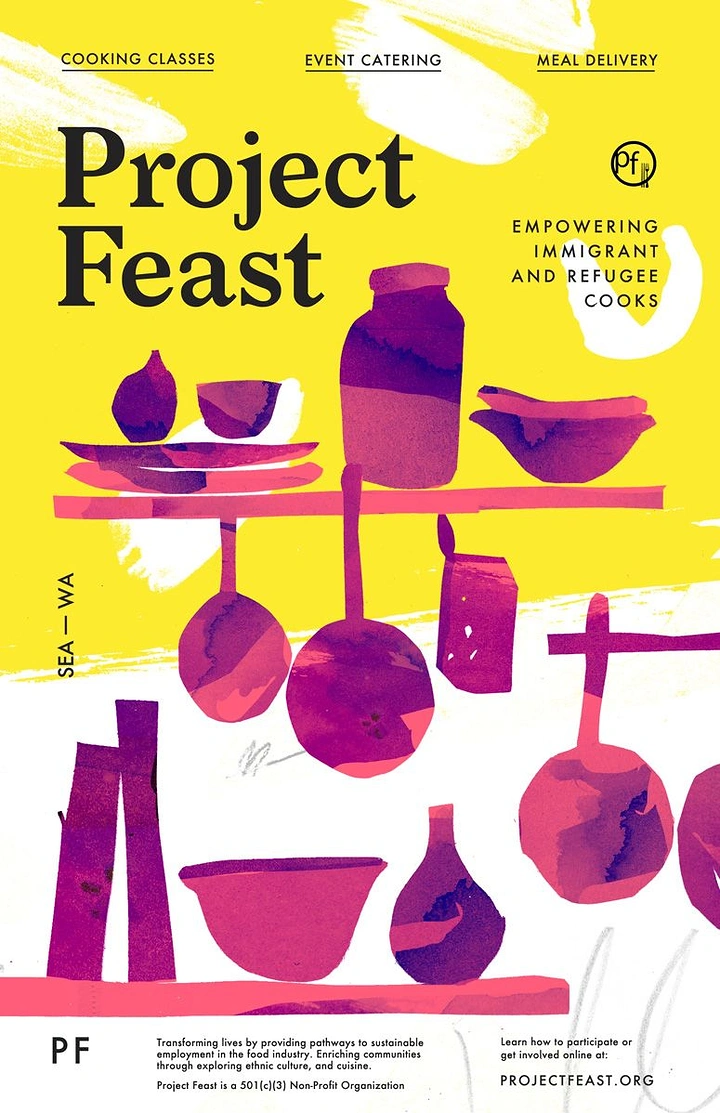 Nonprofit & Social Cause creative ad: Cut-paper kitchen shelves with pots and pans